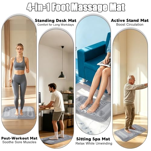 Kalolary Silicone Foot Massage Acupressure Mat with 2 Massage Balls - color: Cool Gray