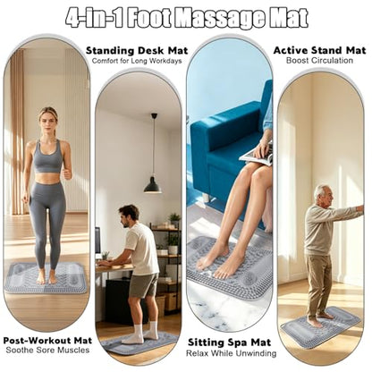 Kalolary Silicone Foot Massage Acupressure Mat with 2 Massage Balls - color: Cool Gray