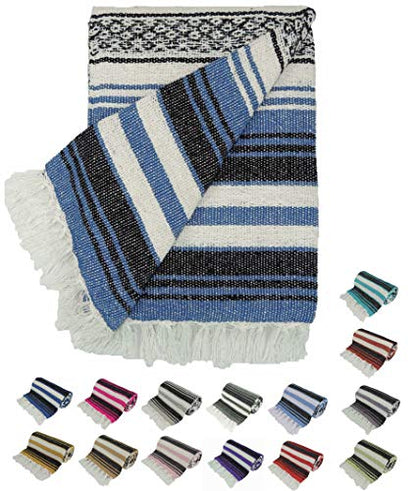 Kakaos Traditional Yoga Blanket. (Light Blue) - color: Light Blue