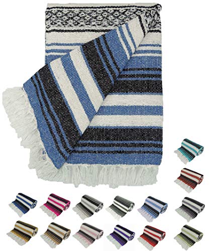 Kakaos Traditional Yoga Blanket. (Light Blue) - color: Light Blue