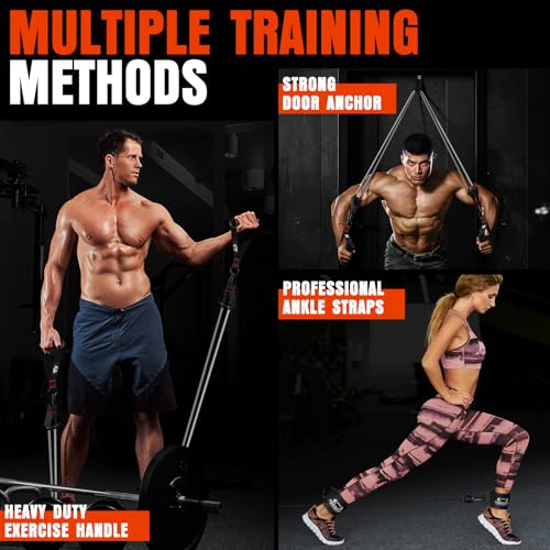 Heavy Resistance Bands for Working Out, 300LBS Exercise Bands with Handles - color: Black, Grey