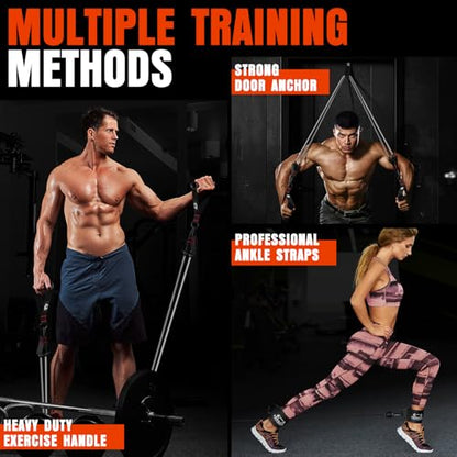 Heavy Resistance Bands for Working Out, 300LBS Exercise Bands with Handles - color: Black, Grey