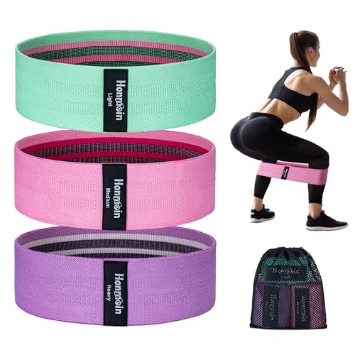 Resistance Bands for Working Out, 3 Levels Fabric Exercise Bands Set | Workout Bands Set for Women Men, Hip Legs Booty Bands for Home Fitness, Gym, Yoga, Pilates - color: Assorted