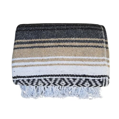 Open Road Goods Tan/Beige Mexican Blanket - Authentic Serape Falsa Blanket - Handmade (Acrylic Blend, XL) - color: Beige/Tan