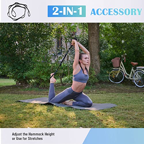 ZELUS Aerial Yoga Swing Sling Strong Yoga Hammock Kit Set Trapeze Inversion Equipment Include 2 Extensions Straps and Ceiling Mounting Kit - color: Blue