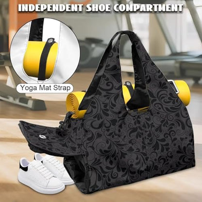 Yoga Gym Bag with Removable Adjustable Shoulder Strap, Shoe Compartment & Top Yoga Mat Holder 17.72x8.66x9.84in - color: A Customized Text Name