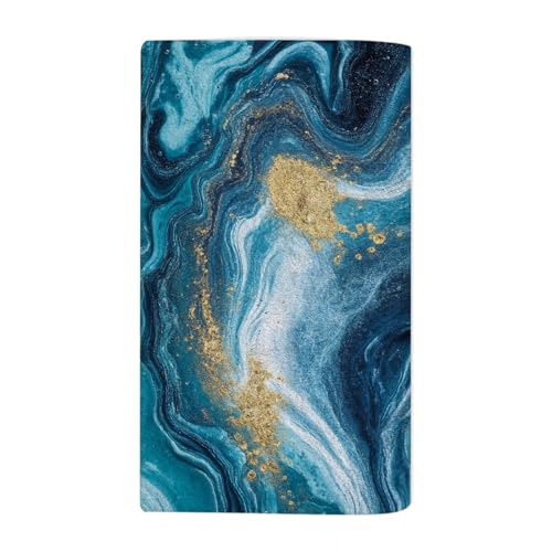 Ocean Art Marble Waves Gold Beach Towel Natural Swirls Ripples Agate Blue Face Towels Suit Travel Sports Pool Swimming Bath Camping Spa Gym Yoga,15x30 Inch - color: Ocean Art Marble Waves Gold