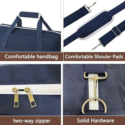 Gym Bag for Women Men, Water-Resistant Duffle Bag for Travel Sports, Lightweight Carry On Bag with Handles and Detachable Shoulder Strap (Blue) - color: Blue