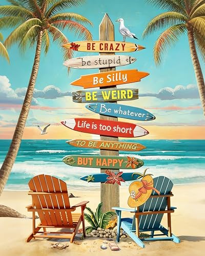 Paint by Numbers Kit for Adults, Beach Sign Number Painting, 16 x 20 Inch | DIY Adult Paint by Number Kit on Canvas for Beginners, without Frame, Coastal Wall Decor, Stress Relief Craft Gift - color: TRTDNF1P404
