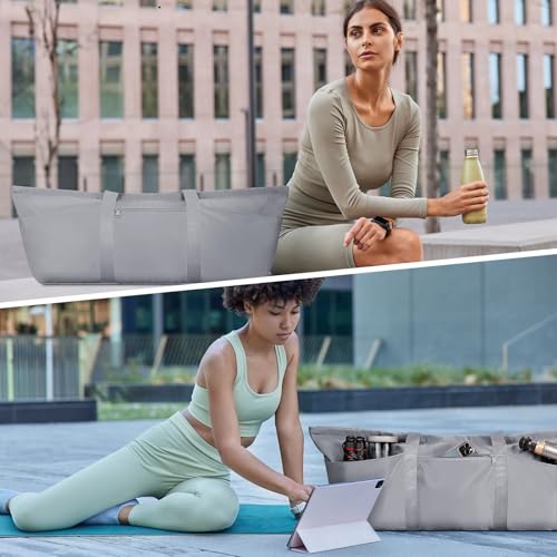 sportsnew Large Yoga Mat Bag Trolley Sleeve Gym Carrier Shoe Bag Wet Pocket | water-resistant fabric, large capacity,wide full-zip opening,separate shoe bag,2 yoga mat holder straps,multi-pocket storage - color: Grey