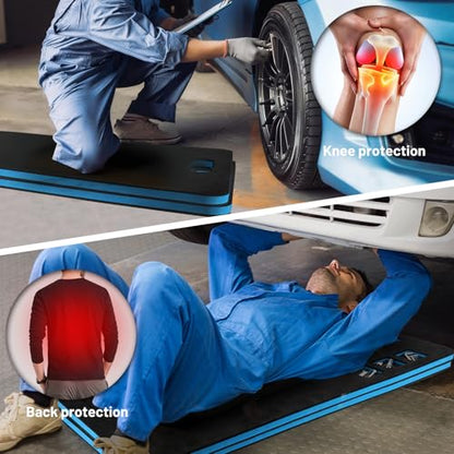 2 Pcs Extra Large Mechanic Kneeling Pad, 39" x 19" Thick Soft EVA Foam Mat with Magnetic Slots for Screws & Accessories, Knee Cushion for Auto Repair, Gardening, Workshop, Exercise,Camping - size: Large