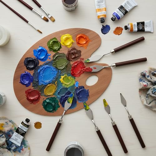 7 PCS Palette Knife Set, Flexible Steel Spatulas for Acrylic & Oil | Stainless Steel Spatulas, Acrylic & Oil, Mixing & Canvas Texturing, For Beginners & Professional Artists - color: Red