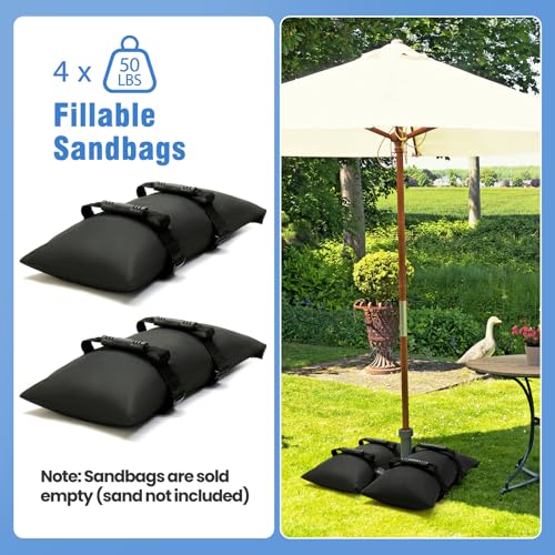 Sand Bags for Weight, 4-Pack 50LBS 1680D Oxford Fabric Sandbags | Sandbags for Weight to Hold Down Umbrella Base, Patio & Cantilever Umbrella Stands, Outdoor Furniture(Without Sand)(4,Medium) - size: 4 x 50lbs