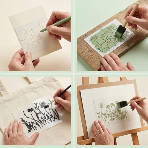 12 Pieces Wildflower Stencils for Painting,Reusable Flower Stencils Set with Large & Small Sizes,DIY Plastic Painting Templates for Wall,Wood,Fabric,Canvas,Crafts - style: 12PCS 6x4.7"