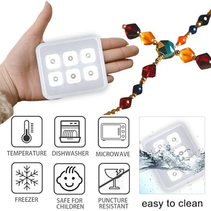 Crystal Earrings Resin Molds, 2 Pack Diamond Silicone Casting Molds with 6 Cavities Each, Clear for Gemstone Cabochon Jewelry Casting - color: Gemstone Reisn Molds ZH378