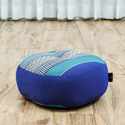 Leewadee Meditation Cushion Set – 1 Small Zafu Yoga Pillow and 1 Small Roll-Up Zabuton Mat Filled with Kapok - color: Sf28 - Blue