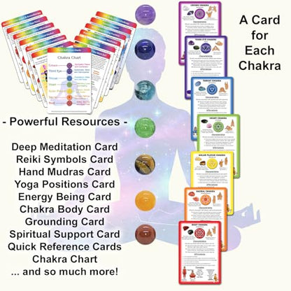 Chakra Healing Cards for Reiki, Meditation & Energy Balance, 20 Cards