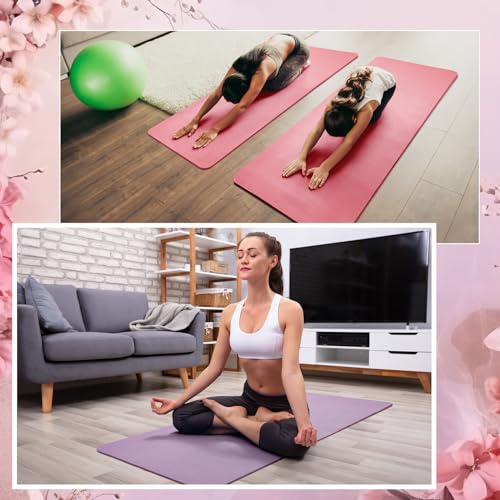 Timgle 6 Pcs 10mm Thick Yoga Mat Bulk 68 x 24 Inches Anti-slip Tear-resistant Exercise Mat Adult Gym Mats for Fitness, Stretching, Workout and Studio, Outdoor Yoga, Pilates - color: blue, red, green, purple, brown, khaki