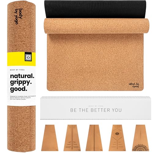 Luxury Cork Yoga Mat - Non Slip, Extra Thick Grip. Thicker, Longer, and Wider for More Comfort and Support. Tough Enough For Hot Yoga. Natural, Non Toxic, and Eco Friendly. Optional Alignment Lines. - color: Classic, size: Mini 72" x 24" x 0.17"