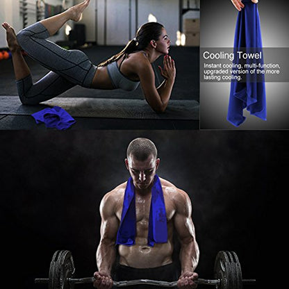 Cooling Towel (Pack of 20, 40"x12") with Pouches for Sports - color: 5grey5dlblue5purple