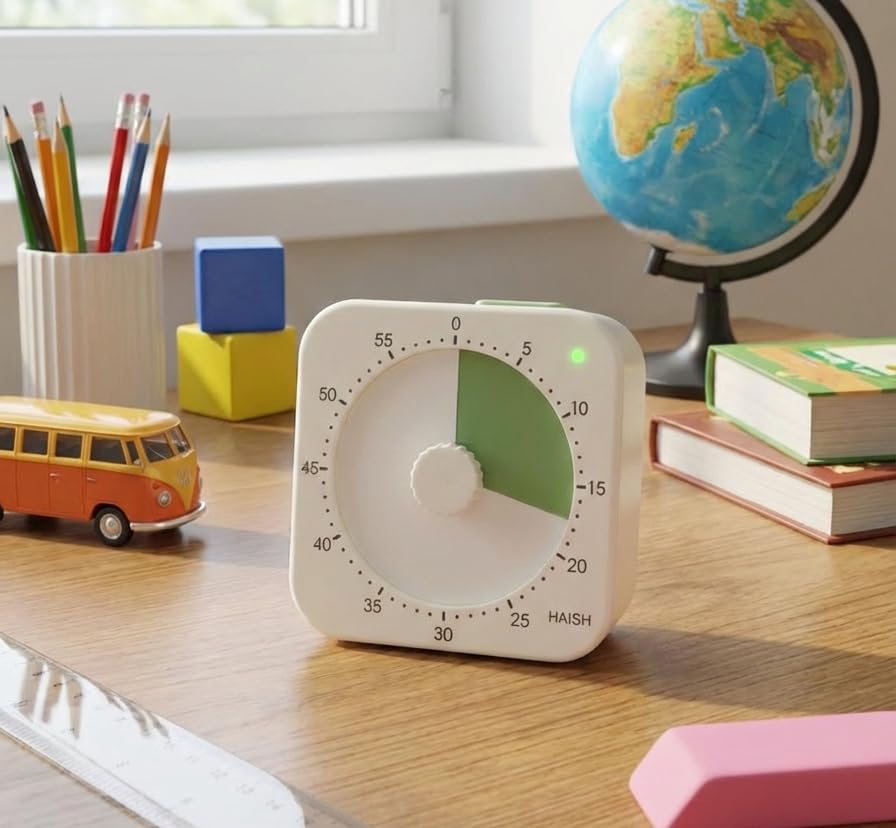 60 Minute Visual Timer for Kids - Premium Countdown Timer with Magnetic Back & Pause Function, Silent Operation for Classroom Teaching Home, Time Management Tool(Batteries Included) (Green) - color: Green