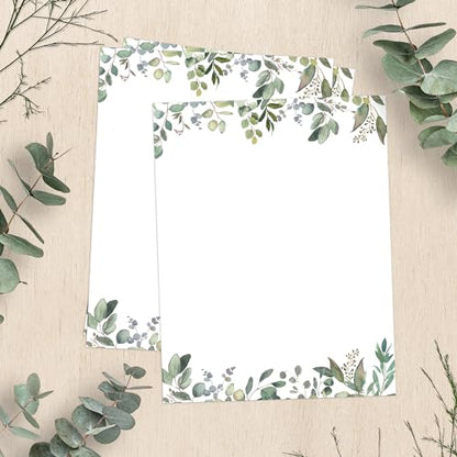 Leaf Theme Paper Stationery, Greenery Letterhead Paper 8.5 x 11 Inches, 50 Sheets, Elegant Writing Paper, Pretty Stationary Paper, Decorative Printer Paper - color: Leaf Paper 50 Set