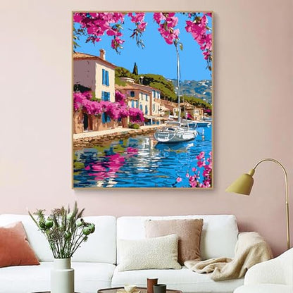 ZRIZQ Landscape Paint by Numbers Kit for Adults Beginner,City Scape,16x20 | Full set with wooden brushes,rolled canvas,rich paints.Calming activity.Beginner friendly.Just open and paint. - color: 16"X20"Rolled Canvas-Landscape 4
