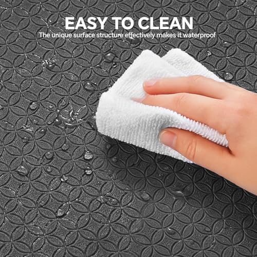 Stepwaver Extra Large Yoga Mat 6'x3'(1/4" Thick), Non-Slip, Ultra Durable, Wide Workout Mat, Wide Exercise Mats for Home Workouts, Yoga, Pilates, Stretching (Barefoot Exercise) - Black