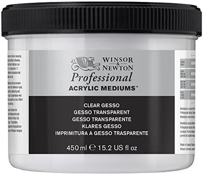 Winsor & Newton Professional Acrylic Medium, Clear Gesso, 450ml | Creates a clear textured ground that improves paint adhesion while preserving the natural color of your painting surface. - color: Clear Gesso, style: 450ml (15.2-oz)