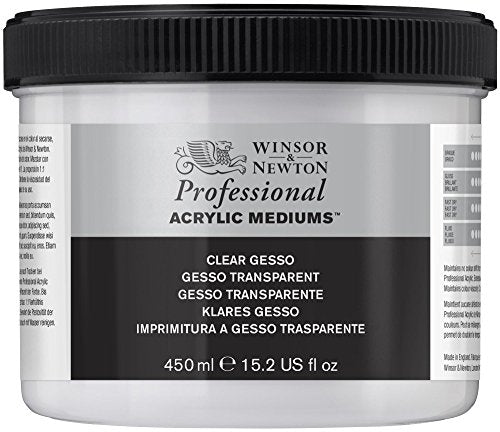Winsor & Newton Professional Acrylic Medium, Clear Gesso, 450ml | Creates a clear textured ground that improves paint adhesion while preserving the natural color of your painting surface. - color: Clear Gesso, style: 450ml (15.2-oz)