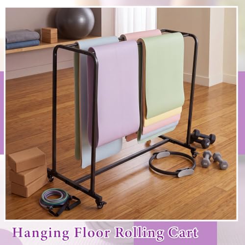 DaisyInner Yoga Mat Storage Rack with Wheels Holds up to 60-120 Yoga Mats Alloy Steel Rolling Exercise Mat Cart 54.5 x 48.5 x 25.5 Inches for Commercial Gym Studio School