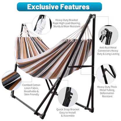 Portable Hammock with Stand for Outside or Inside,No Tree Required - color: Cyan