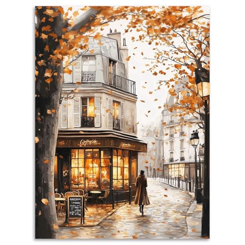 Landscape Diamond Art Kits for Adults Beginners 12x16 in, DIY Craft Gift | Autumn Street Diamond Painting Kits for Adults, Stress Relief, Home Wall Decor, 5D Full Round Drill Gem Art - color: DP-US01