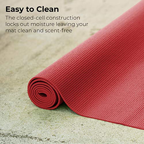 Bulk Yoga Mats, 10 Pack, 4mm Thick, 68x24in | Bulk Non Slip Exercise Mats for Workout, Stretching, Fitness - Wholesale Non Toxic Gym Mats for Home, Schools and Studios - color: Red