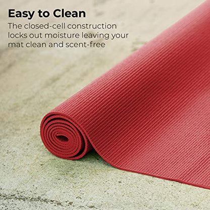 Bulk Yoga Mats, 10 Pack, 4mm Thick, 68x24in | Bulk Non Slip Exercise Mats for Workout, Stretching, Fitness - Wholesale Non Toxic Gym Mats for Home, Schools and Studios - color: Red