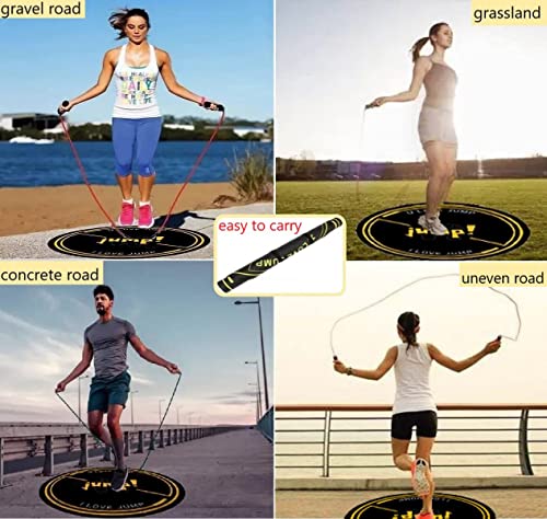 Nisorpa Jump Rope Mat 49'' Round Non-Slip Pad 1/4'' Thick Durable Workout Shock Absorbing for Skipping, Cardio, Cross Exercise, Gym - Black and Yellow