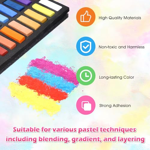 Watersay 288 Pcs Soft Chalk Pastels Set of 24 Colors Bulk 1.18 Inches Square Dry Artist Chalk Pastel Sticks for Office Art Drawing Painting Professional Art Supplies Kit