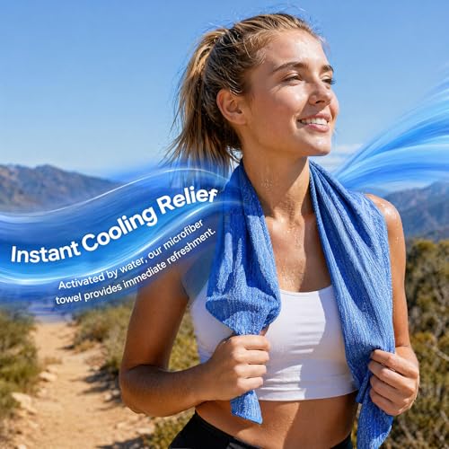 6 Pack Cooling Towel, Ice Towel for Neck, Hyper-Evaporative Cooling Towels for Yoga Sports Gym Running Workout Camping Outdoor Activities（6-Color Combination） - color: Light Blue/Purple/Dark Blue/Pink/Green/Grey