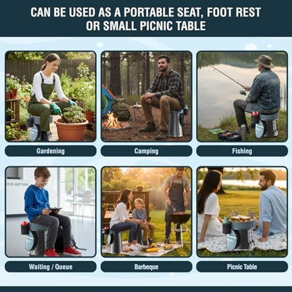 NUMANU XXL Round Collapsible Stool, 3-in-1 Cushion + Bag, 1000 lb Max Cap. - size: XXL Round (Stool & 3IN1 Carry Bag)