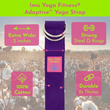 Extra-Wide 2 Inch Cotton Yoga Strap: Stretching, Physical Therapy, Exercise - color: Purple, size: 8 feet