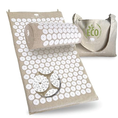 Bed of Nails ECO 세트 – 오리지널 Bon 지압 디자인, 10962 정밀 못, 매트: 72.4 x 41.9 x 2.5cm(28.5 x 16.5 x 1인치), 베개: 36.8 x 15.2 x 10.2cm(14.5 x 6 x 4 - color: 에코 베개 + 매트 세트