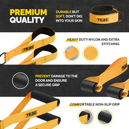 Tube Resistance Bands Set with Handles, Bar, Ankle Straps and Door Anchor - color: Yellow