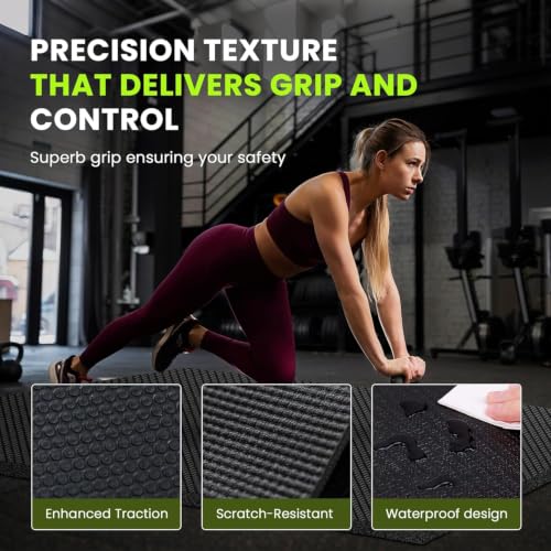 Stepwaver Large Exercise Mat, 6'x4'/7'x5'/8'x5'/9'x5'/10'x5'/12'x5'x8mm | Non-Slip, Ultra Durable, High-Density, Extra Thick Workout Mat for Home Gym Flooring, Cardio, Yoga & Fitness, Shoes-Friendly - size: 6x4FT