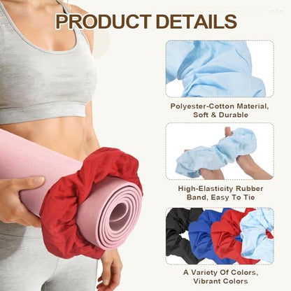 Yoga Mat Scrunchy, Durable & Elastic Fabric Yoga Mat Strap Band - color: Light Blue