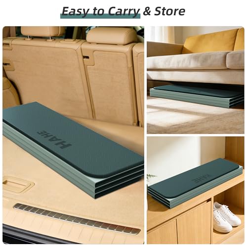 HAHE Foldable Yoga Exercise Mat, 74"Lx32"Wx1/3"Thick, TPE Workout Mat - color: Dark Green+Light Green