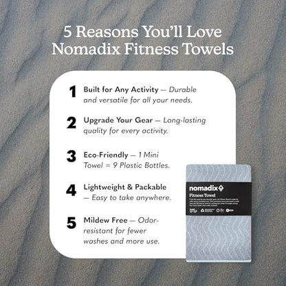 Nomadix Fitness Towel- Microterry Quick-Dry Gym & Yoga Sweat Towel, Odor-Resistant, Ultra Absorbent, Sand & Pet Hair-Resistant, Recycled Material, 30″×16″- Regenerative Black- Pale Blue - color: Regenerative Pale Blue