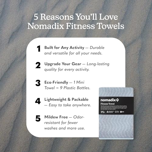 Nomadix Fitness Towel- Microterry Quick-Dry Gym & Yoga Sweat Towel, Odor-Resistant, Ultra Absorbent, Sand & Pet Hair-Resistant, Recycled Material, 30″×16″- Regenerative Black- Pale Blue - color: Regenerative Pale Blue