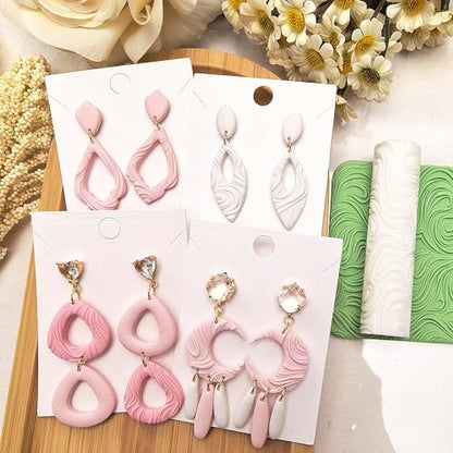 3Pcs Polymer Clay Texture Roller Work with Polymer Clay Cutters for DIY Earrings Jewelry Making Craft Supplies - color: 3Pcs ALL