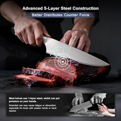 10 PCS Japanese Kitchen Knife Set, Dishwasher Safe | 5 Layers High Carbon 9Cr18Mov Stainless Steel, Ultra-Sharp Professional Chef Cooking Knife with Knife Sheath - color: 10PCS Knife Set