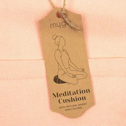 Myga Zafu Yoga Meditation Cushion with Washable Cover - Floor Cushion Pillow with Natural Buckwheat Filling - Soft Round Cotton Design for Meditating or Pranayama Exercises - color: Pink